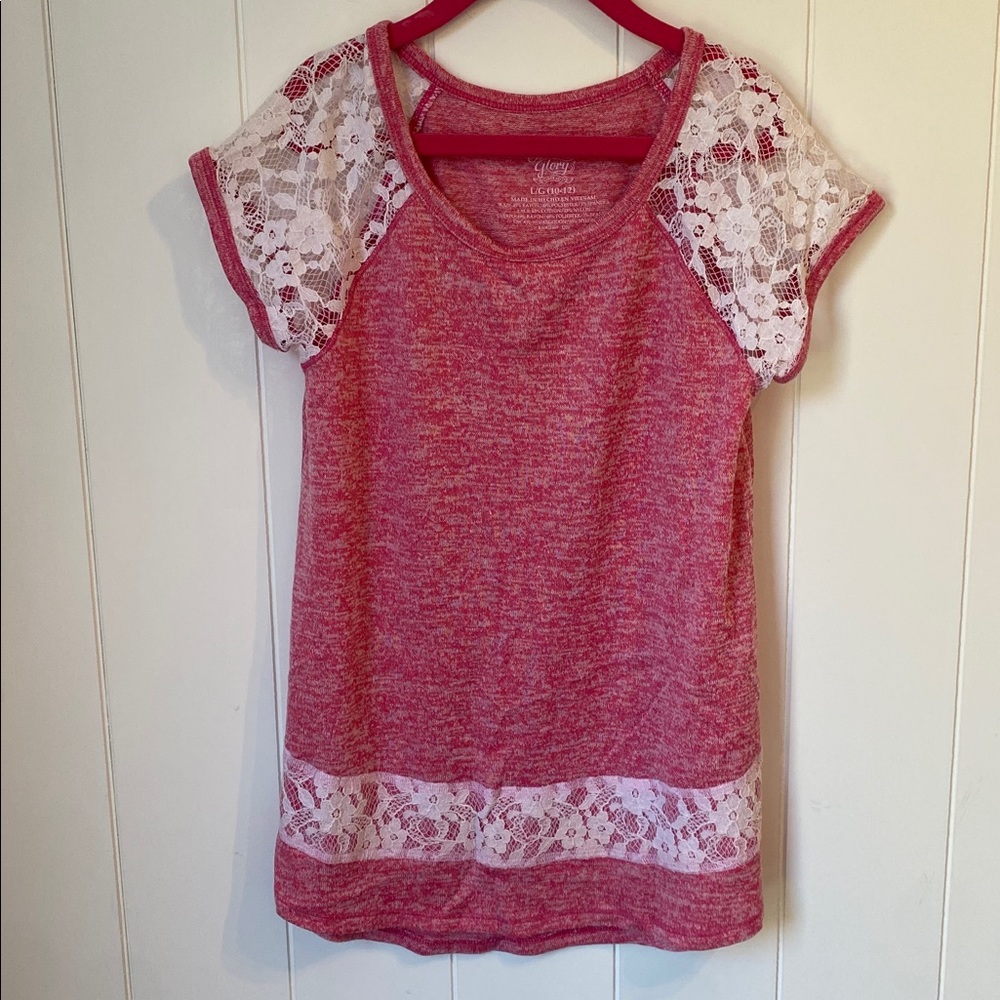 GLO Jeans Red and White Lace Kids Blouse
